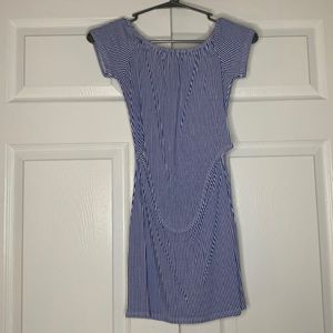 Blue and white striped dress